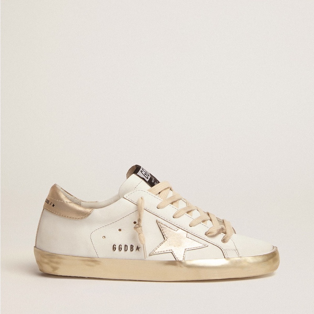 Golden Goose Women's White and Gold Star Sneakers